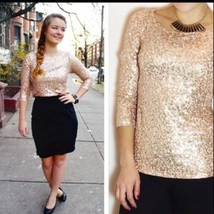 J. crew Rose Gold Sequin Top